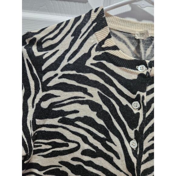 J. Crew 100% Merino Wool Zebra Animal Print Cardigan Size S - Picture 3 of 10